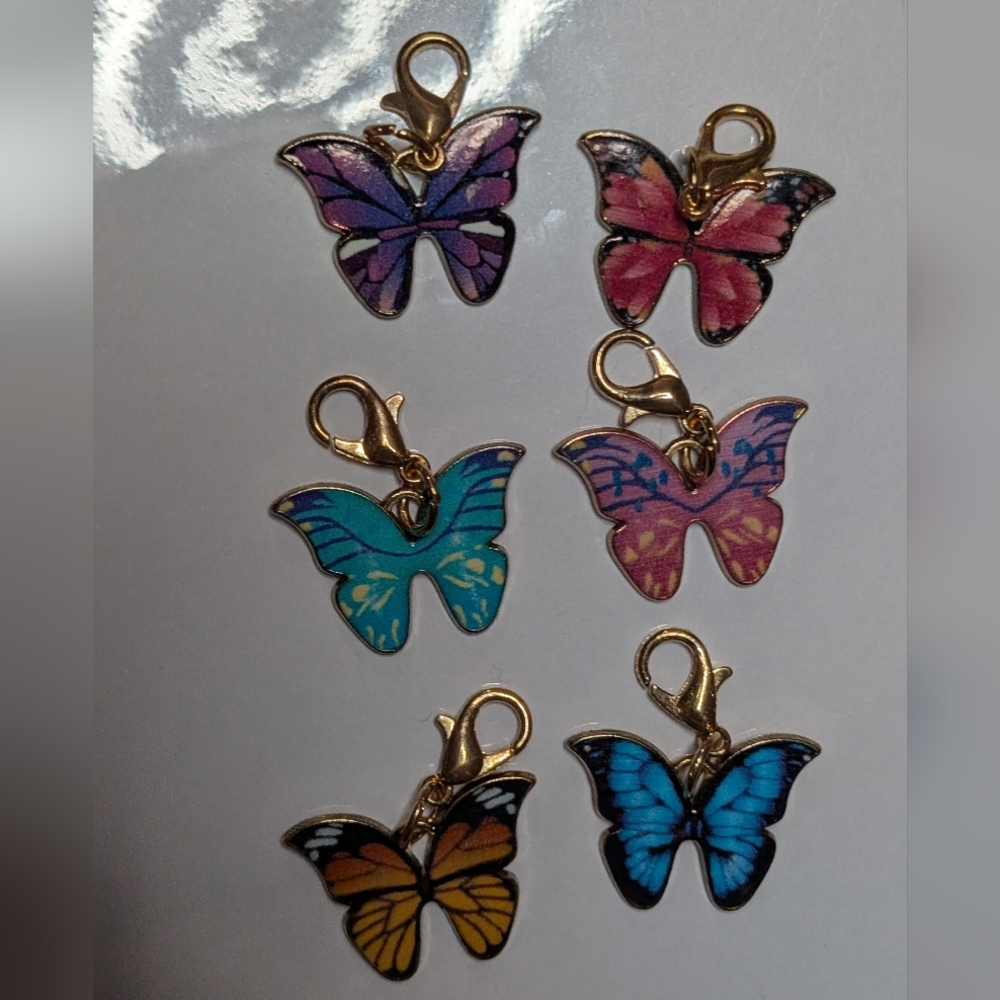 New Colorful Butterfly Charms Set Of 6